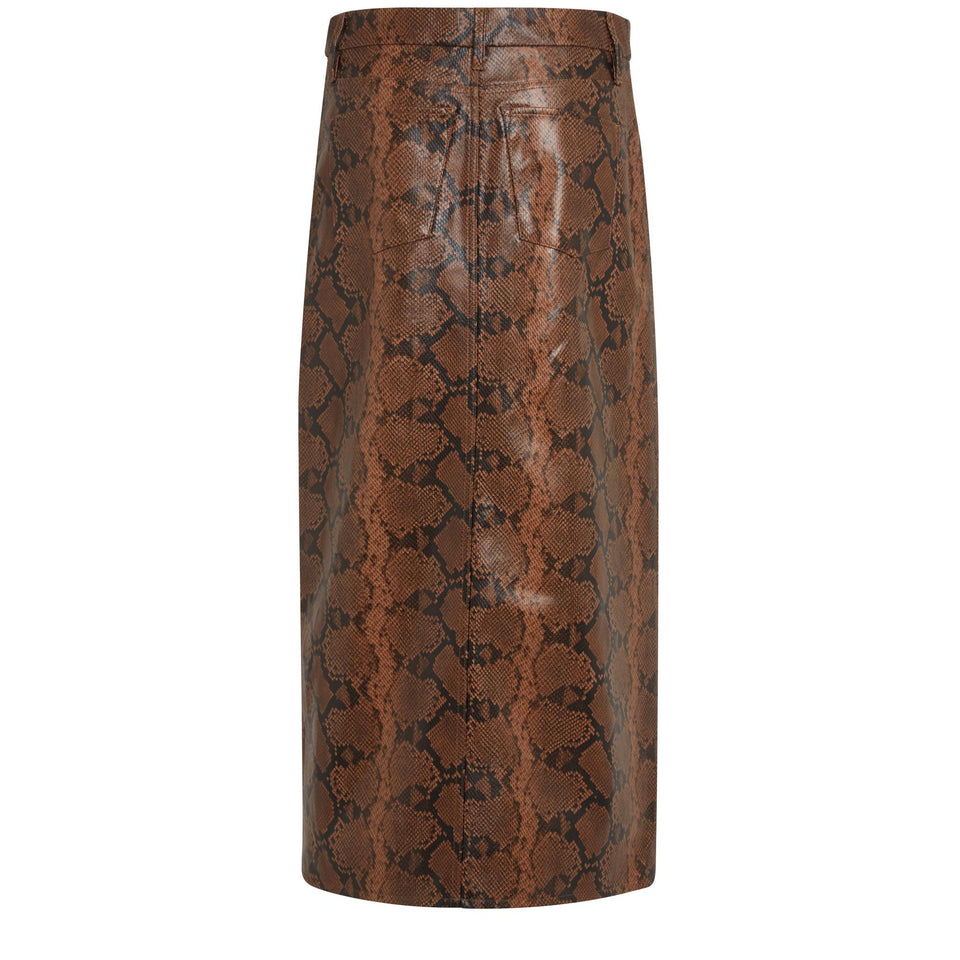 Gonna lunga in pelle sintetica marrone