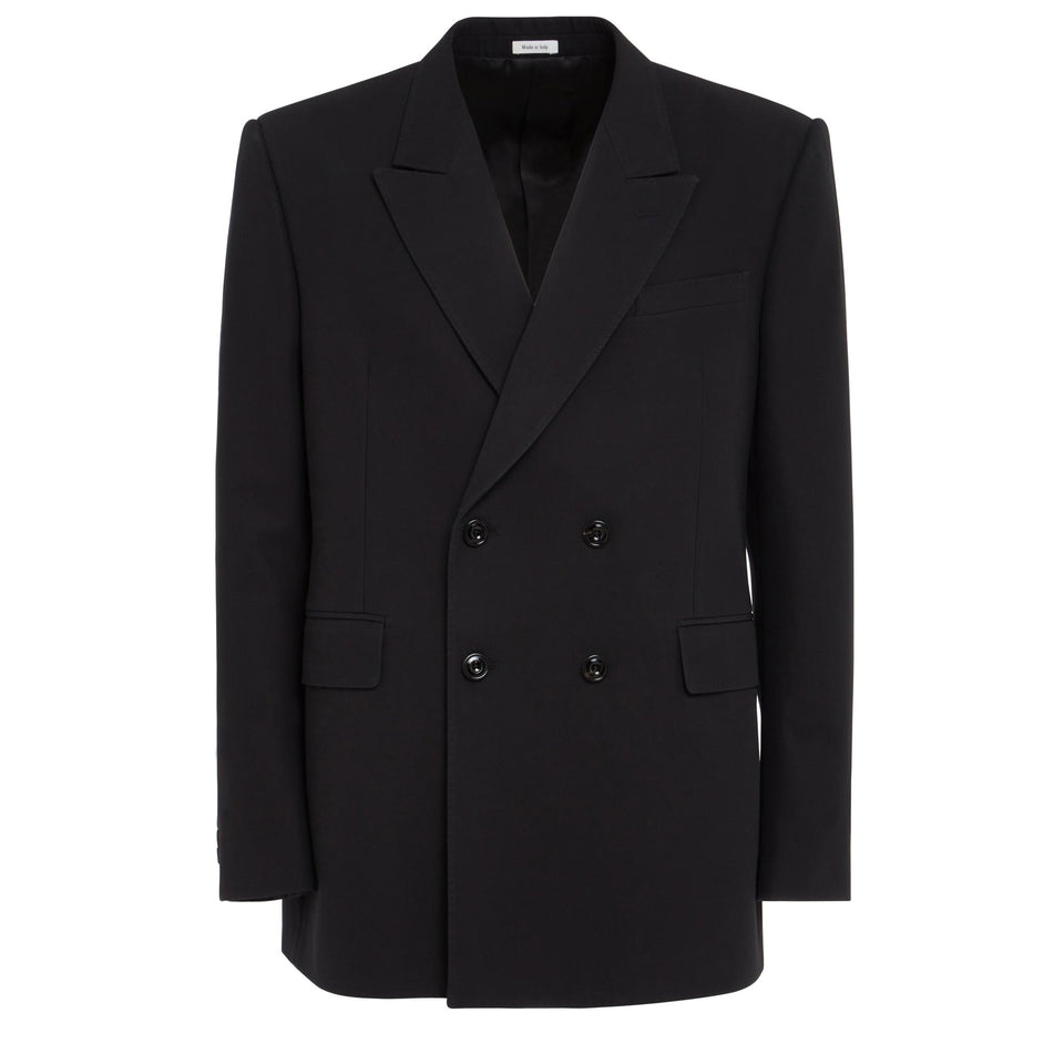 Double-breasted blazer in black cotton