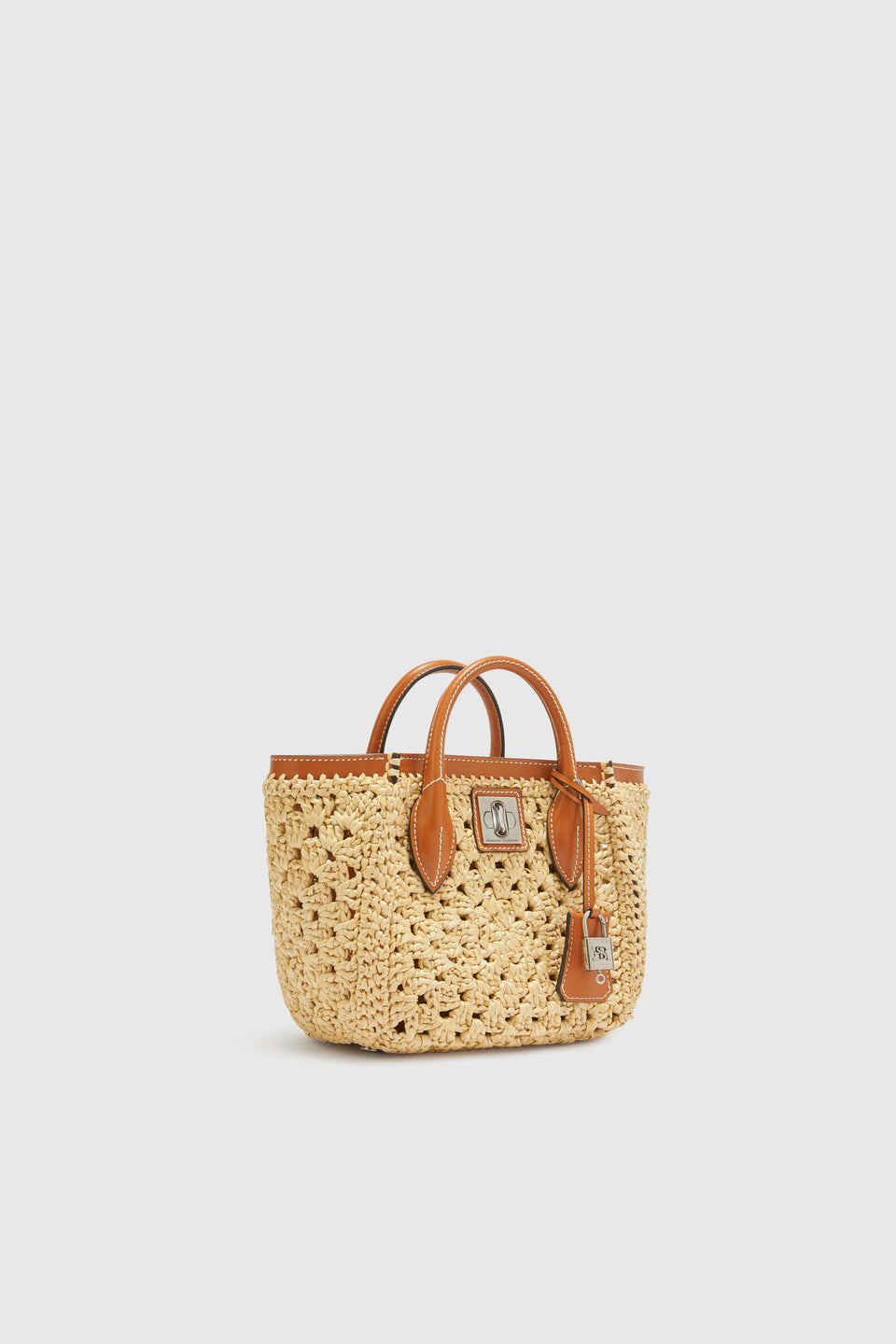 Beige raffia mini bag