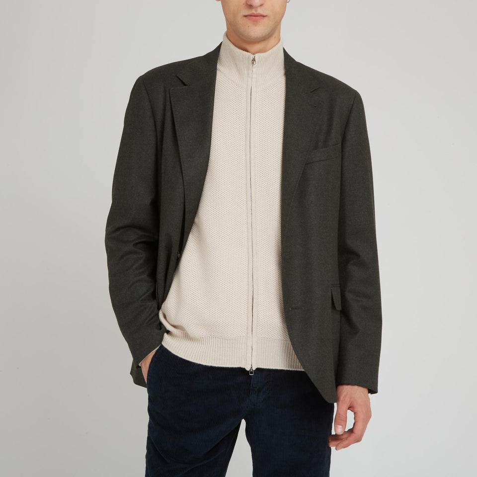 Giacca mono petto in lana verde