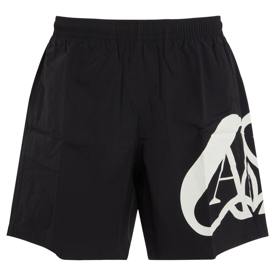 Black fabric swim shorts