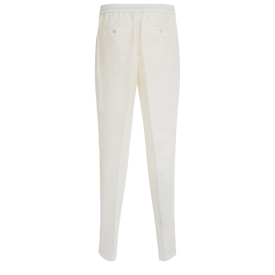 Pantalone in lino bianco