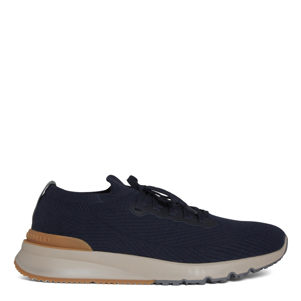 Sneakers in maglia stretch blu MZUWLB0253 CEG72 BRUNELLO CUCINELLI