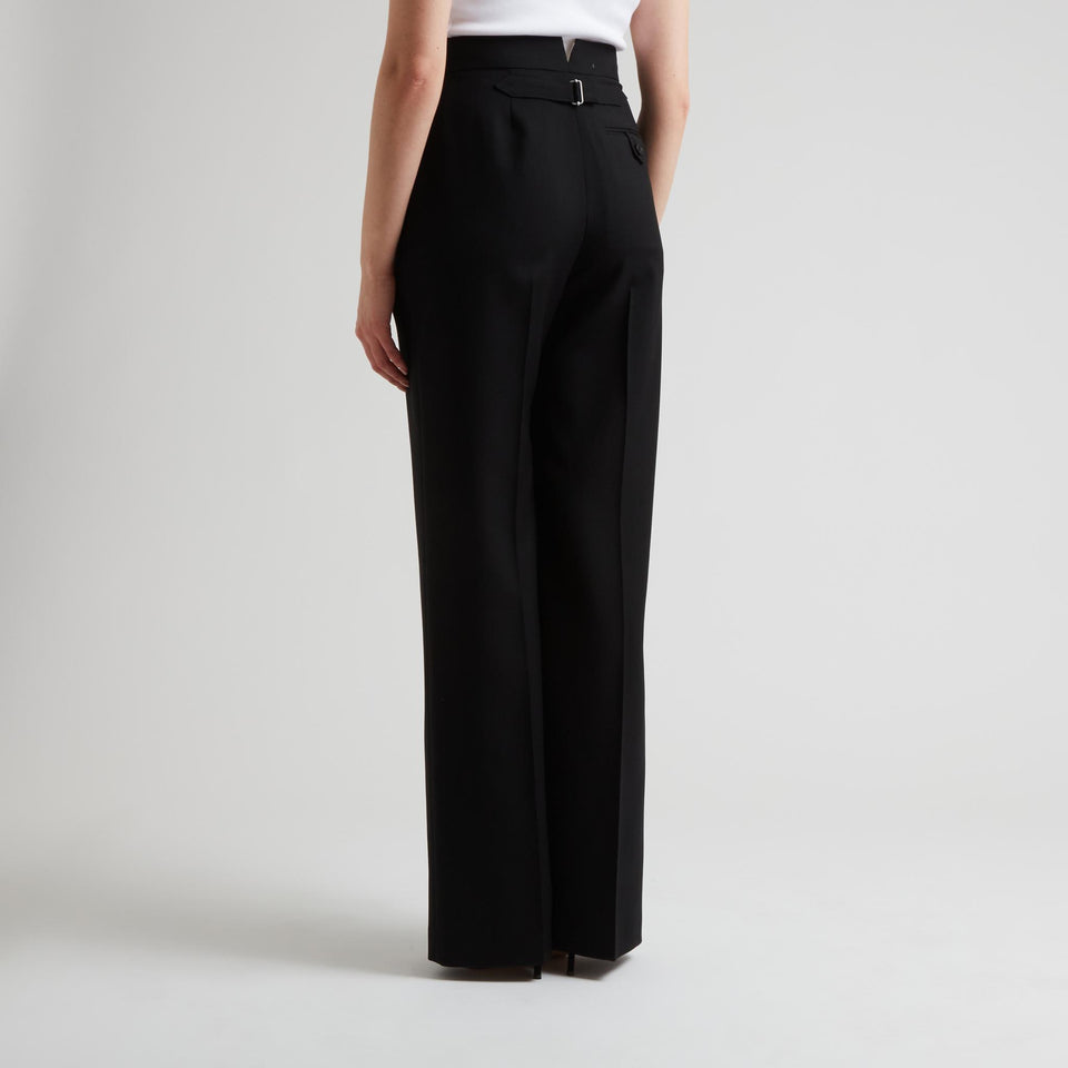 Black wool wide leg trousers