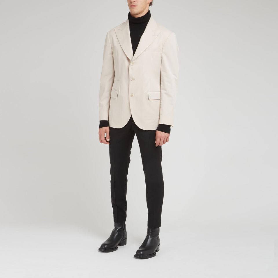 Blazer mono petto in cotone beige