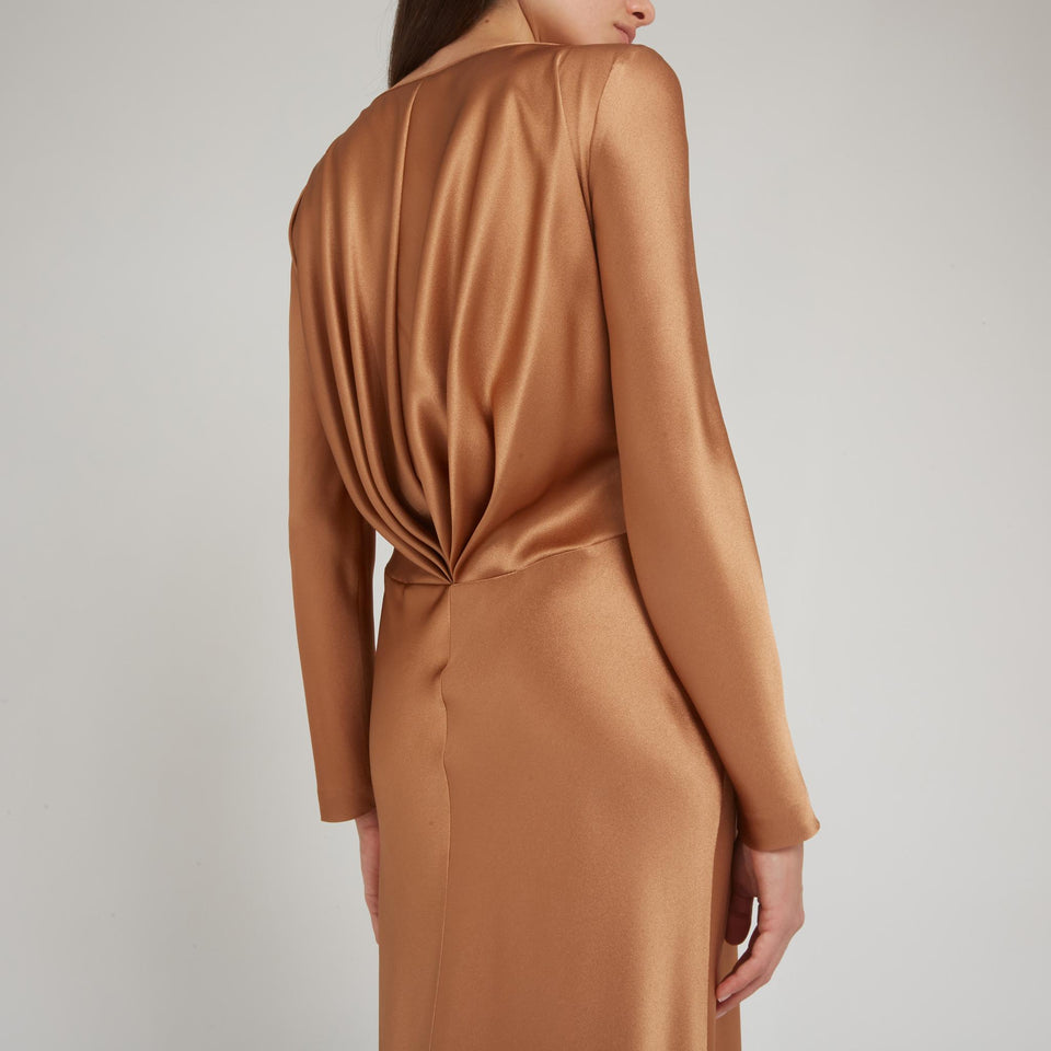 Maxi abito in tessuto bronzo