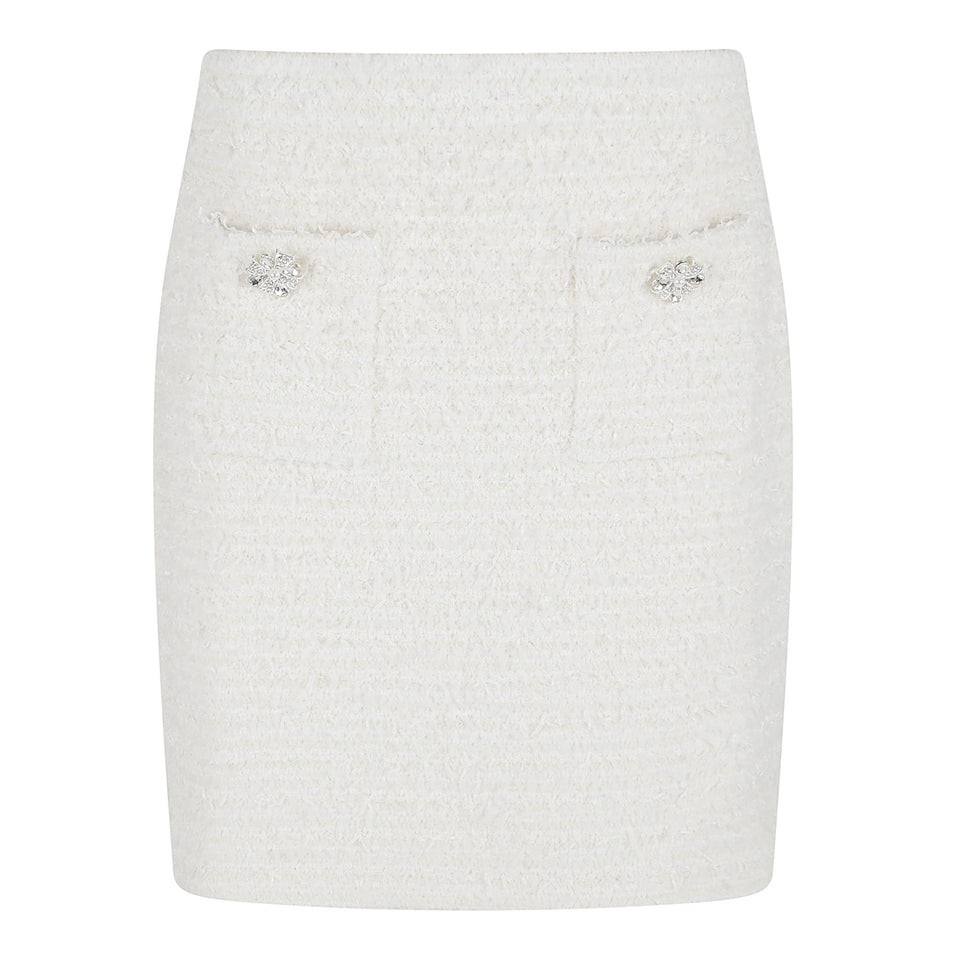 Mini gonna in tweed bianca AW25-028SK C SELF-PORTRAIT