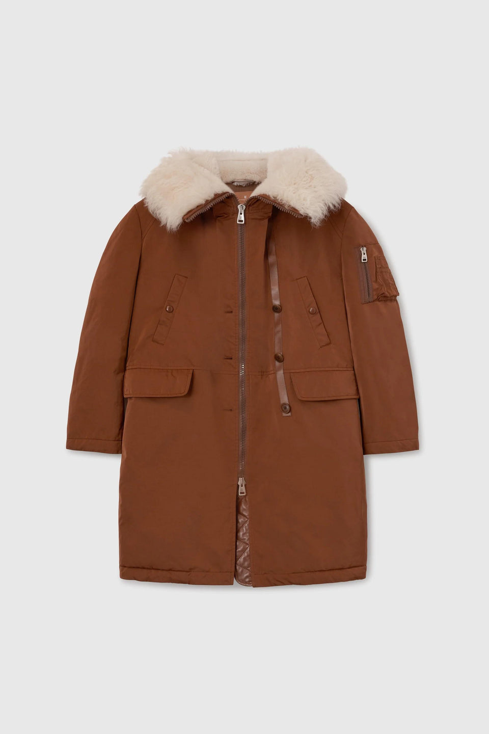 Parka in tessuto marrone