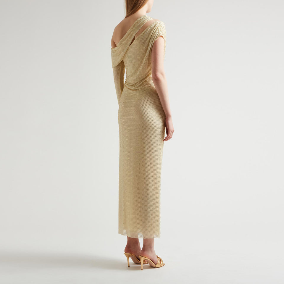 Maxi abito in tessuto giallo