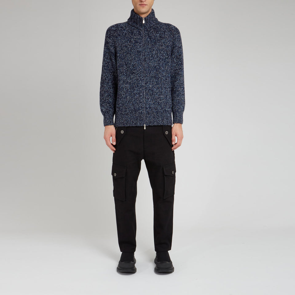 Maglione in lana e cashmere blu