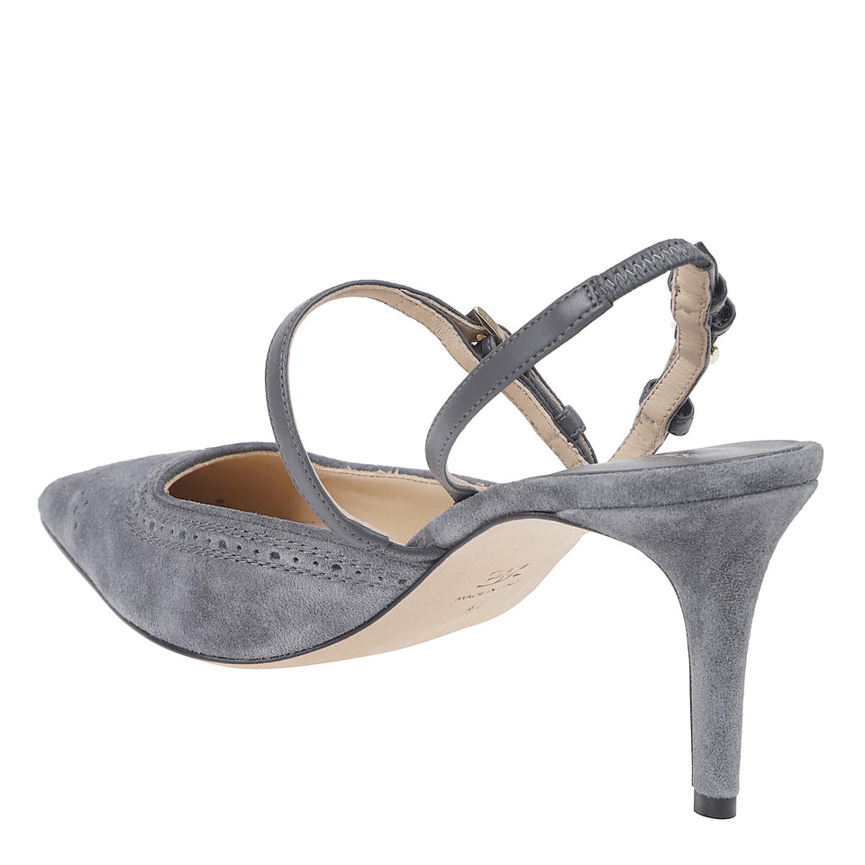 Slingback in pelle grigia D478Z355 DIW93901 ERMANNO SCERVINO