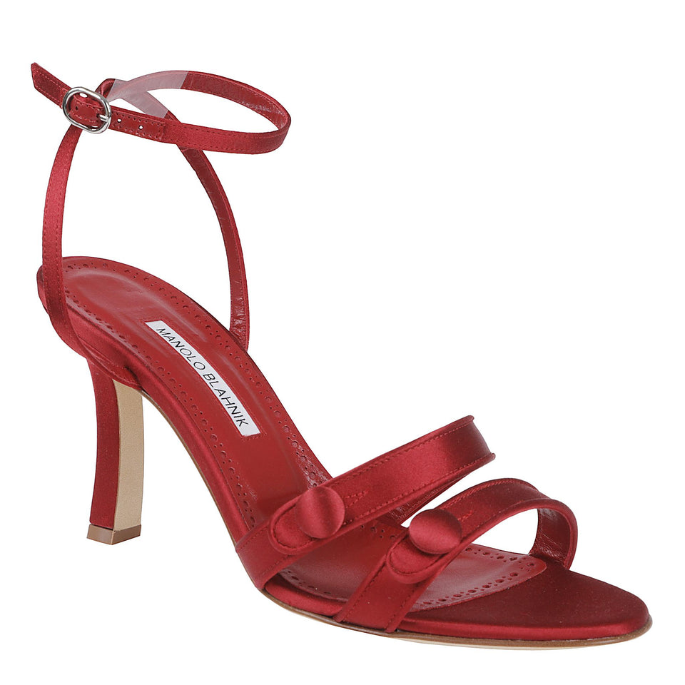 Sandalo "Neusita" 90 in satin rosso 325-3040 DRED MANOLO BLAHNIK