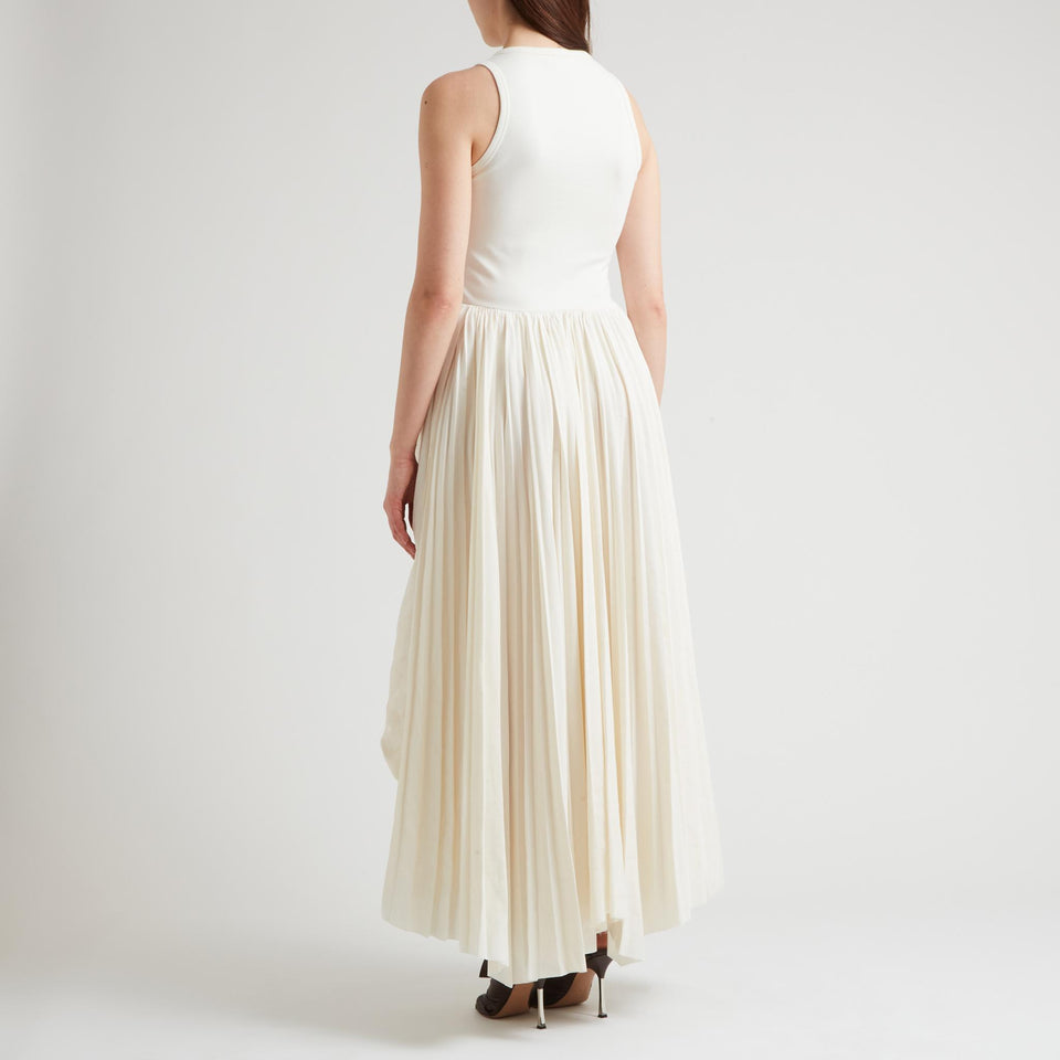 Long dress in white fabric