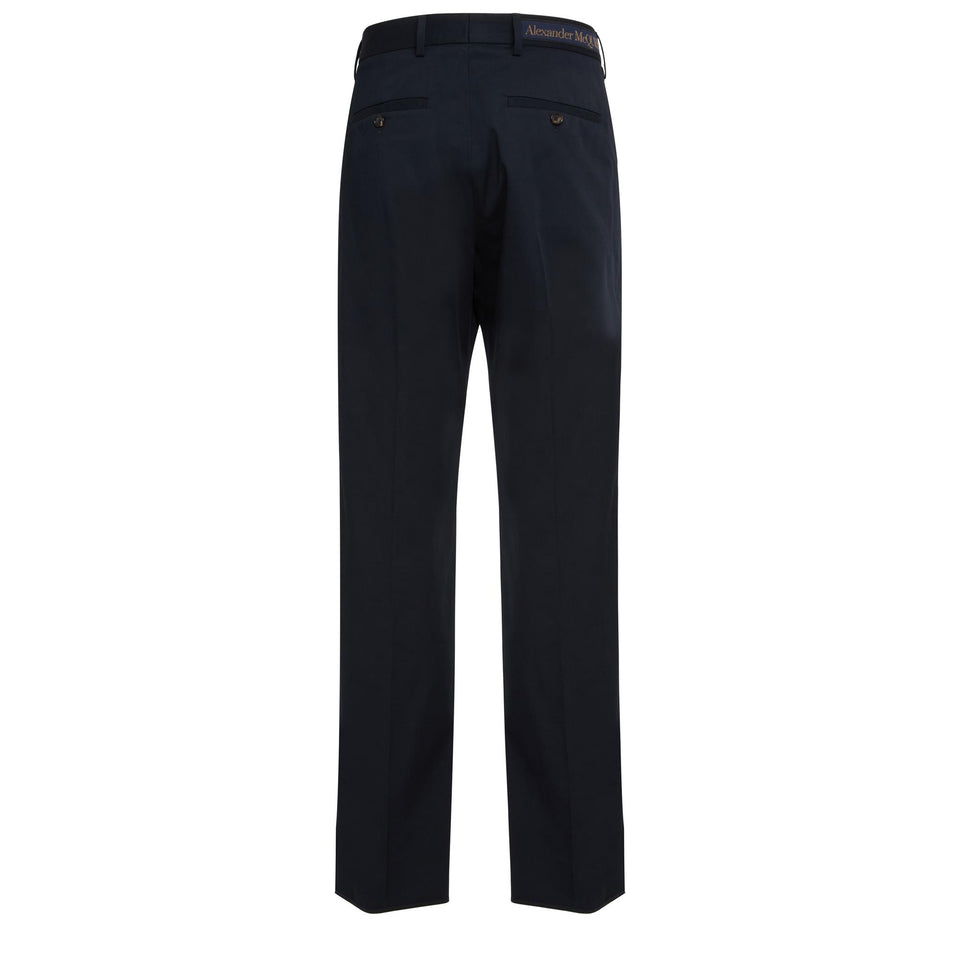 Tailored trousers in blue cotton