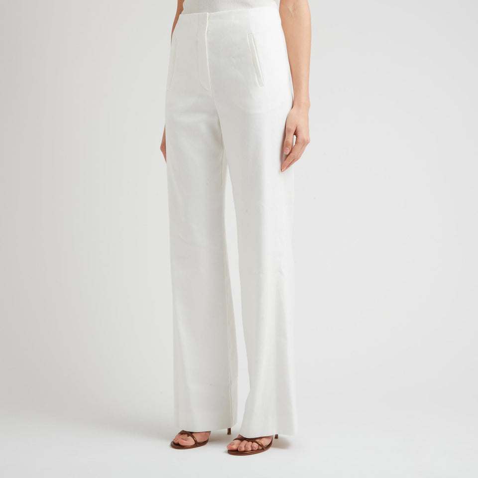 Pantalone svasato in tessuto bianco
