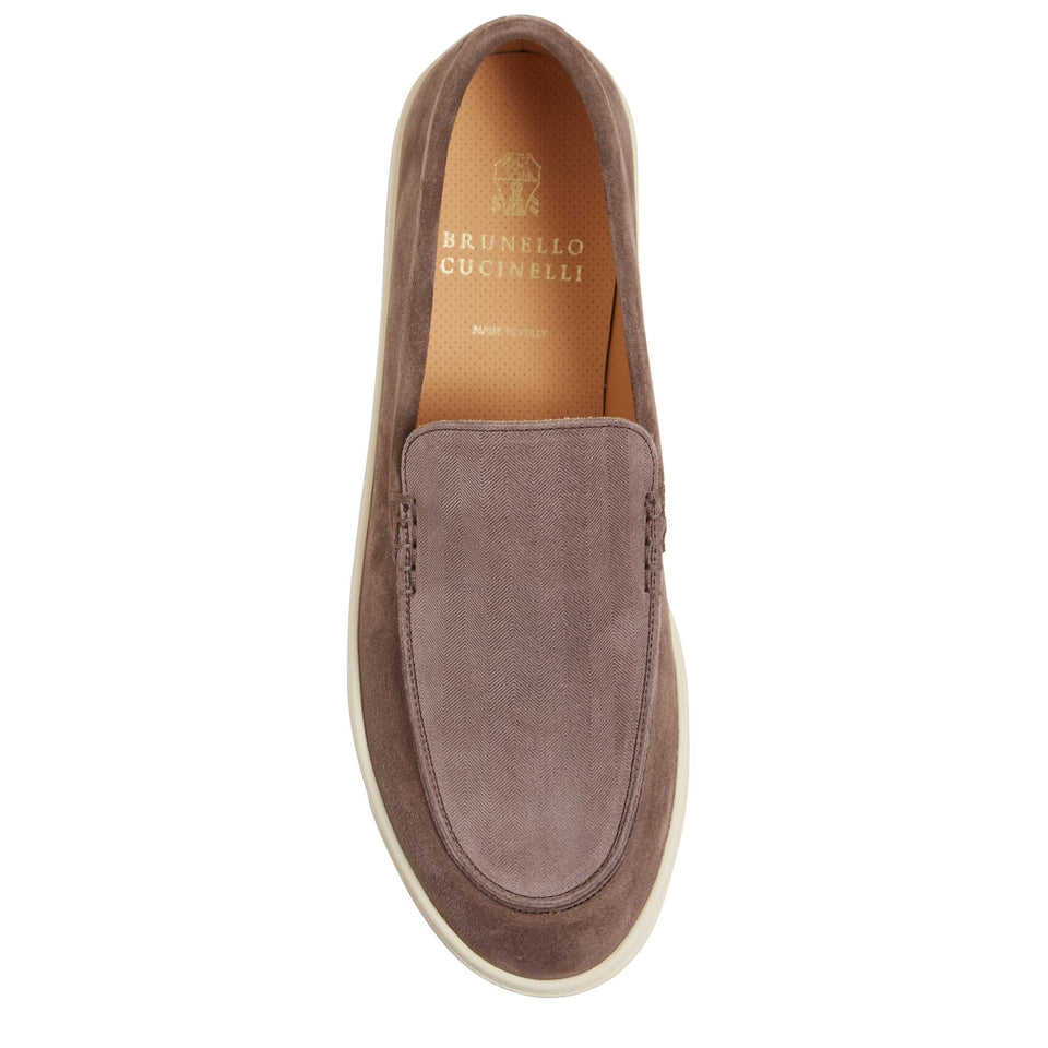 Mocassini in suede marroni MZUHVSN335 C2637 BRUNELLO CUCINELLI