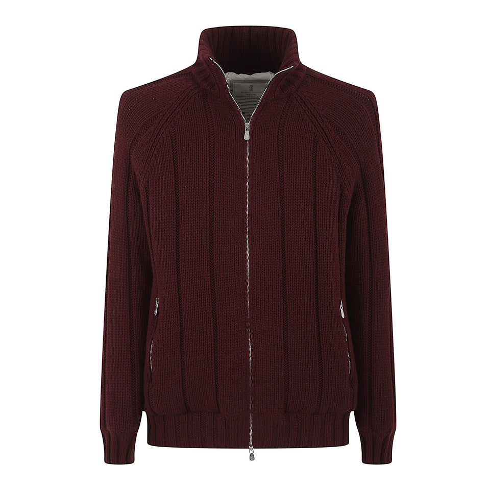 Cardigan in cashmere bordeaux MA2301206 CJQ08 BRUNELLO CUCINELLI