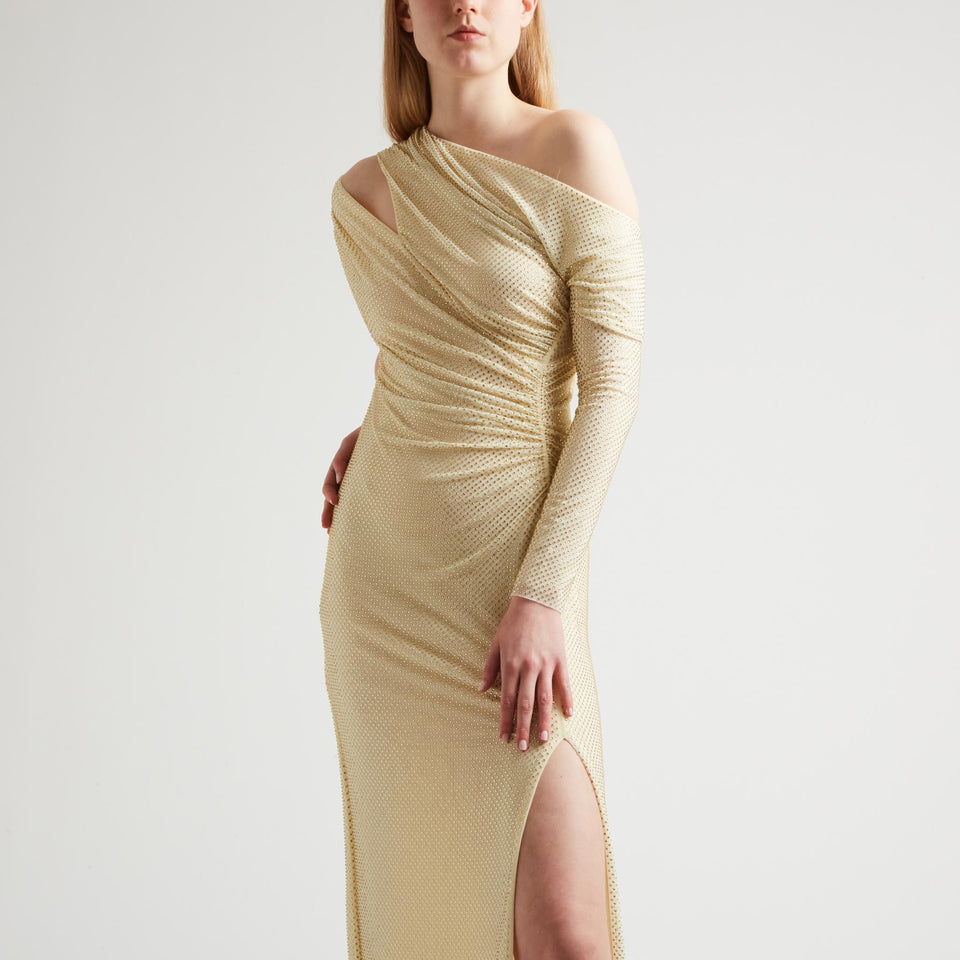 Maxi abito in tessuto giallo