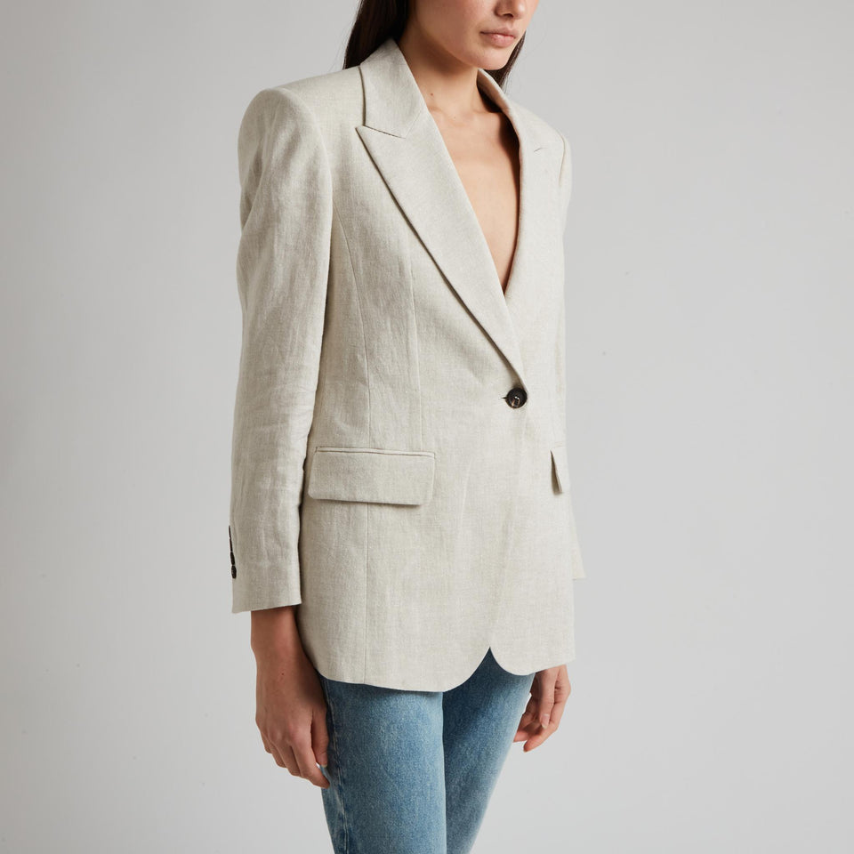 Single breasted grey linen jacket