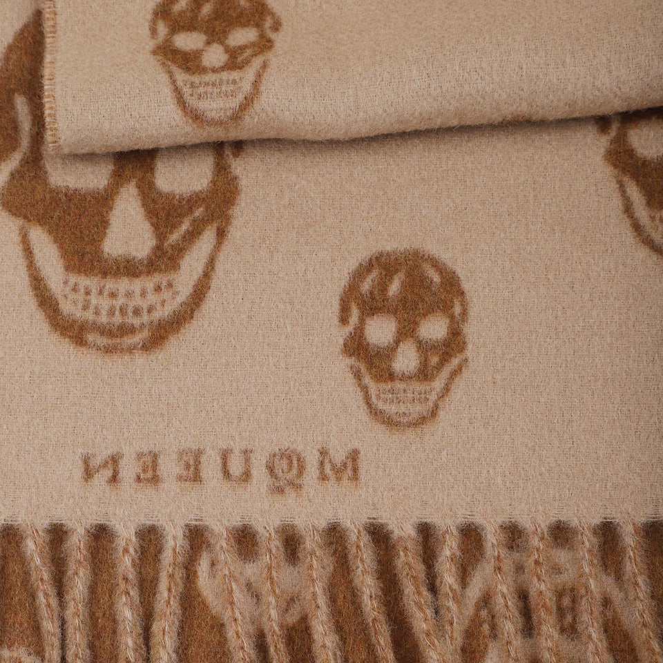 Sciarpa ''Skull'' in lana marrone 835379 4890Q2279 ALEXANDER MCQUEEN