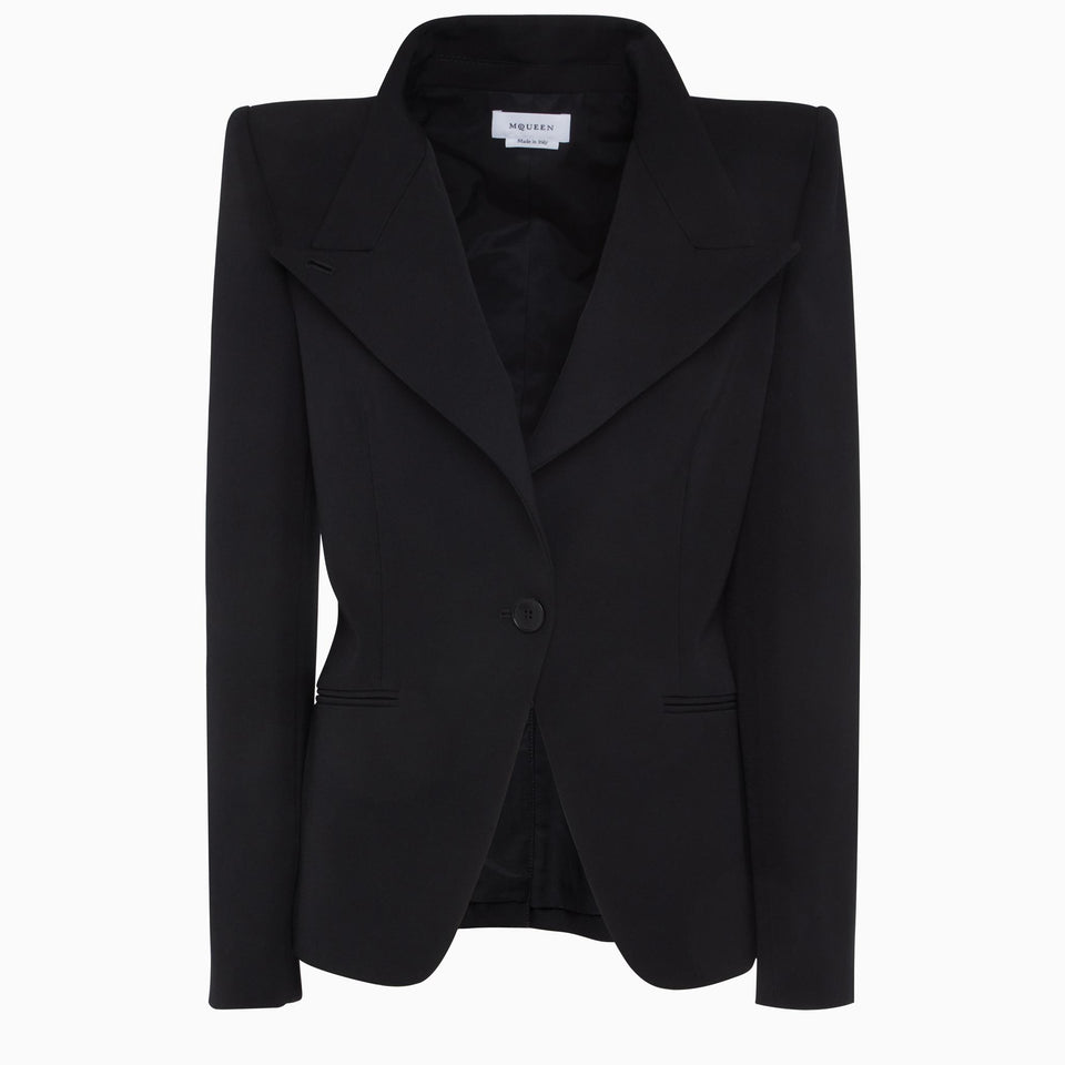 Giacca mono petto in lana nera