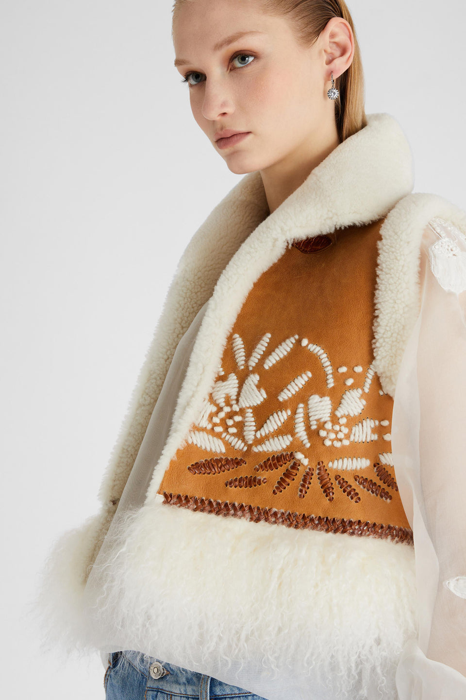 Beige shearling vest