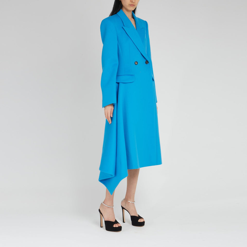 Cappotto asimmetrico in lana azzurro