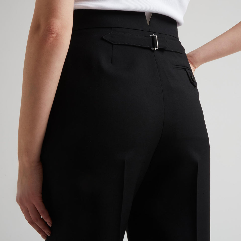 Black wool wide leg trousers