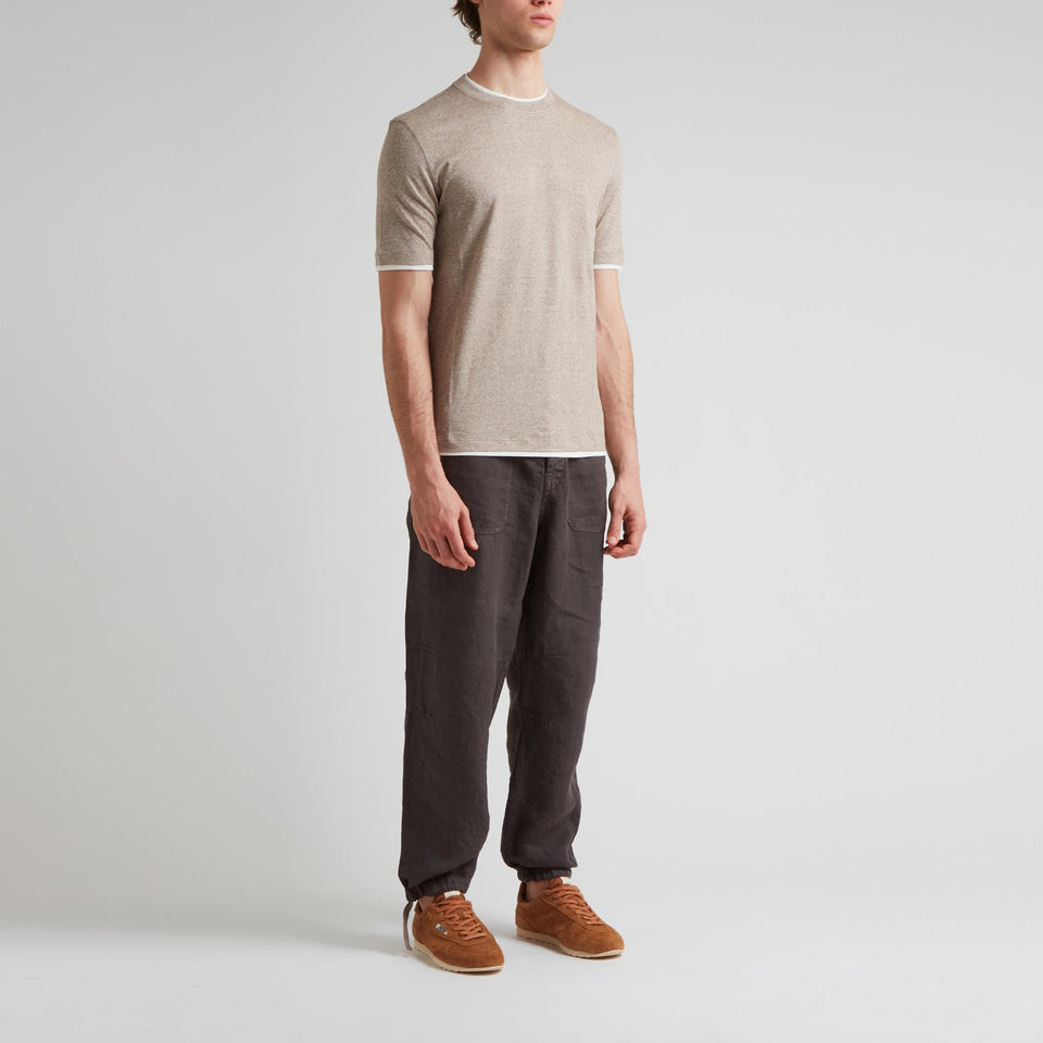 Beige linen and cotton T-shirt
