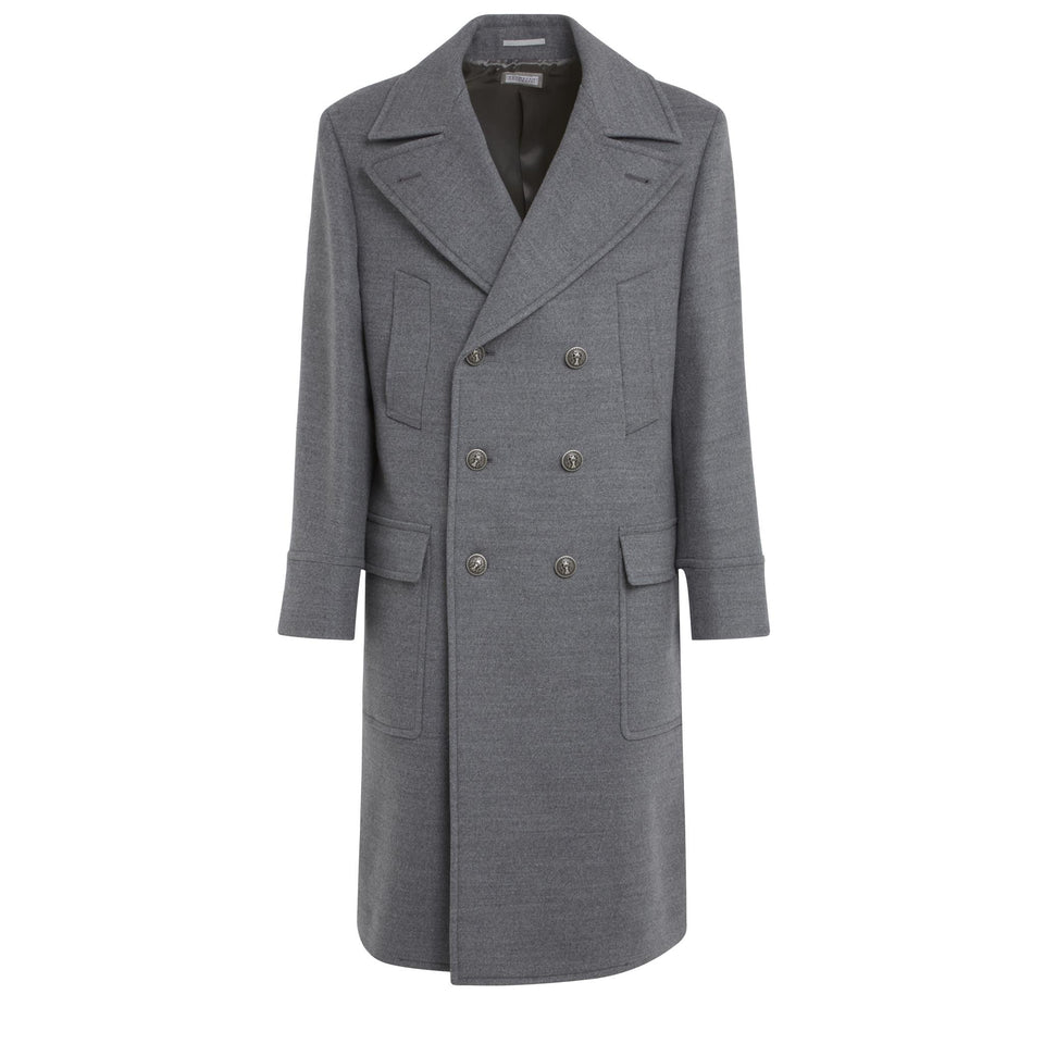 Cappotto doppio petto in lana grigio