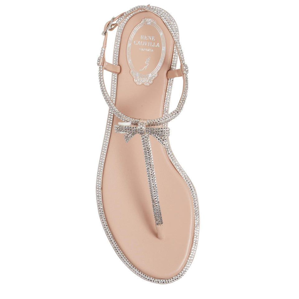 Sandali flat ''Caterina'' in raso rosa C12041-010 R001Y260SKIN RENE CAOVILLA