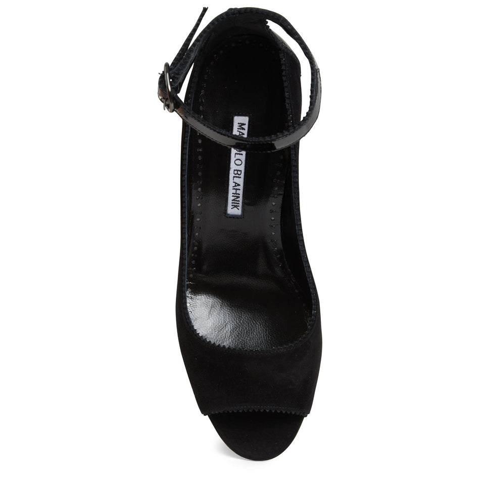 Open toe "Kadirasa 90" in suede nere 324-2753 BLCK MANOLO BLAHNIK