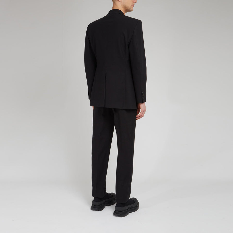 Double-breasted blazer in black cotton