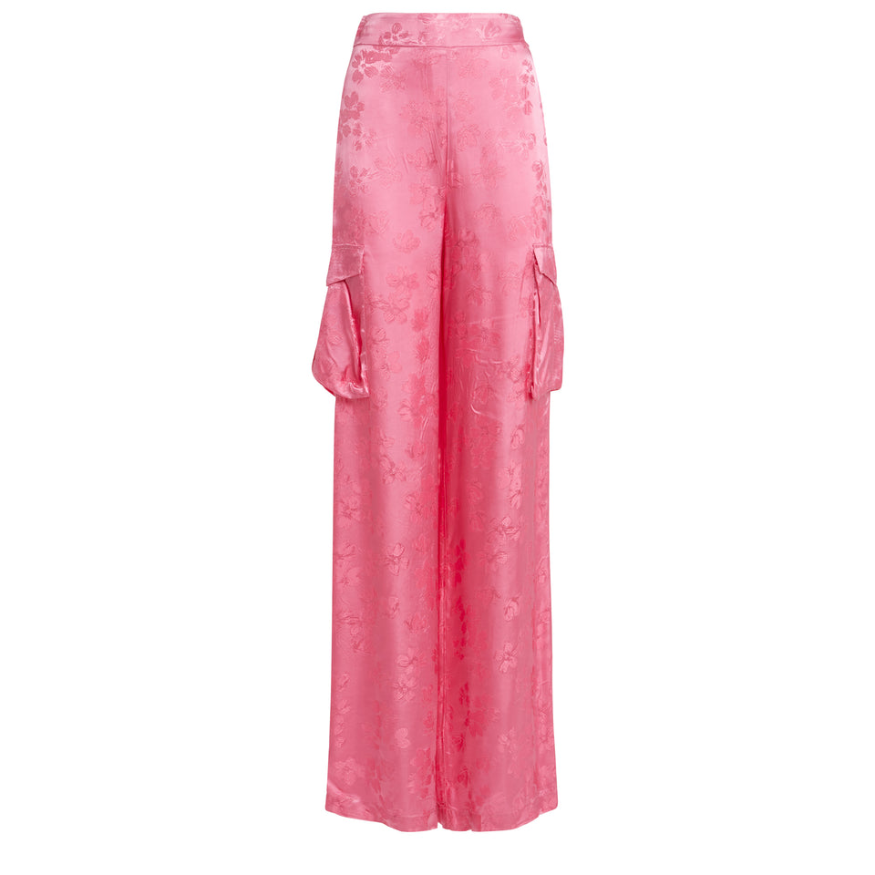 Pantaloni cargo in tessuto rosa