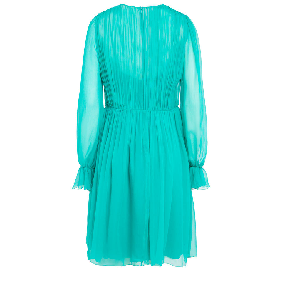 Green silk dress