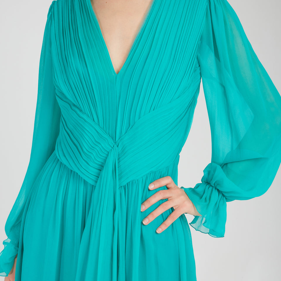 Green silk dress