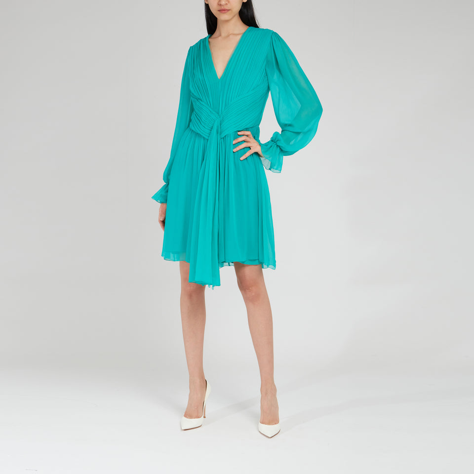 Green silk dress