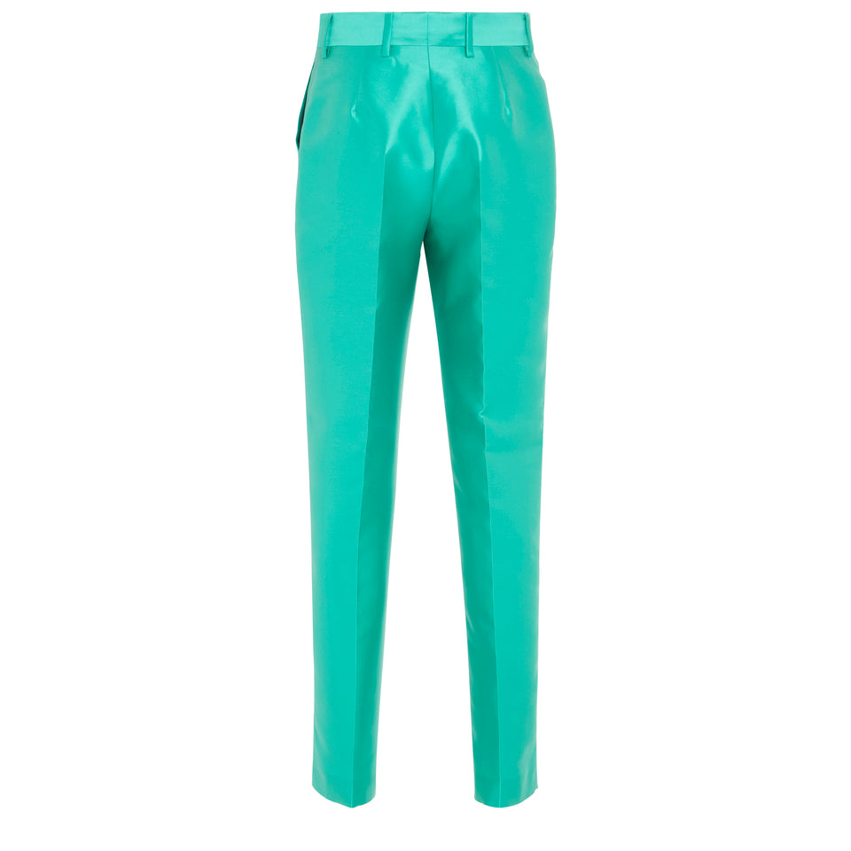 Pantalone in raso verde