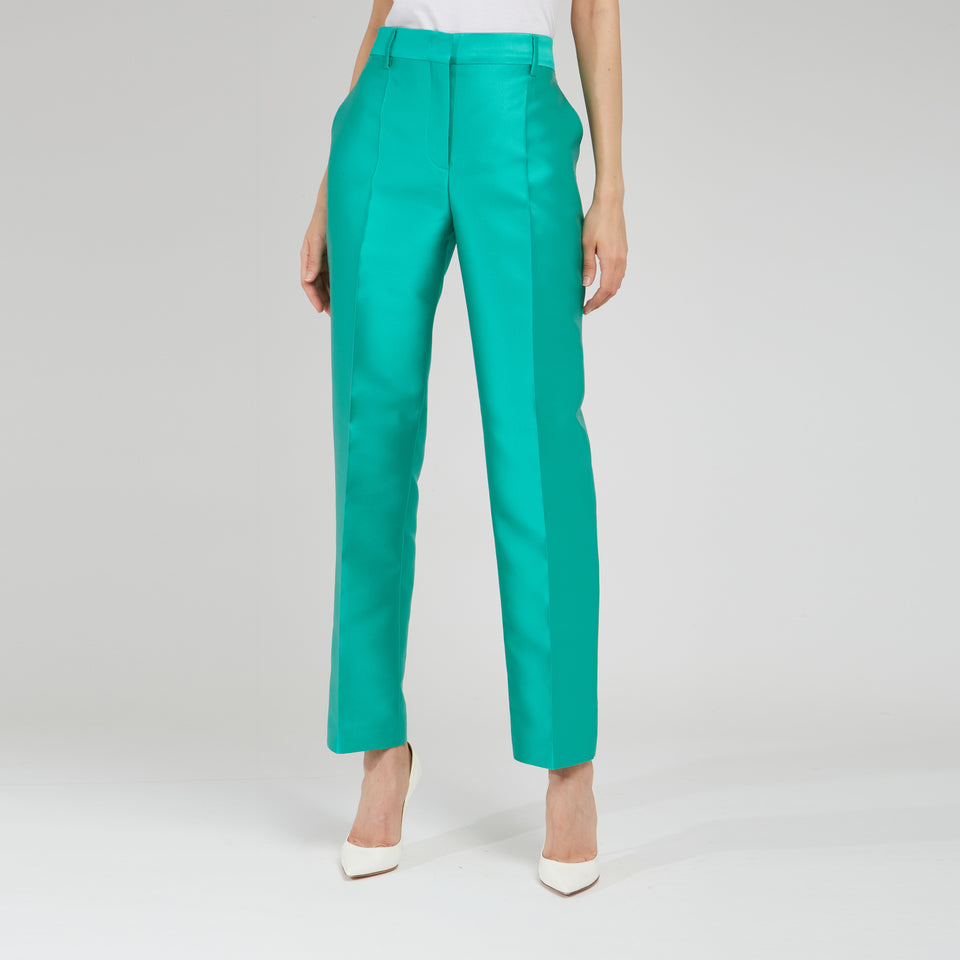 Pantalone in raso verde