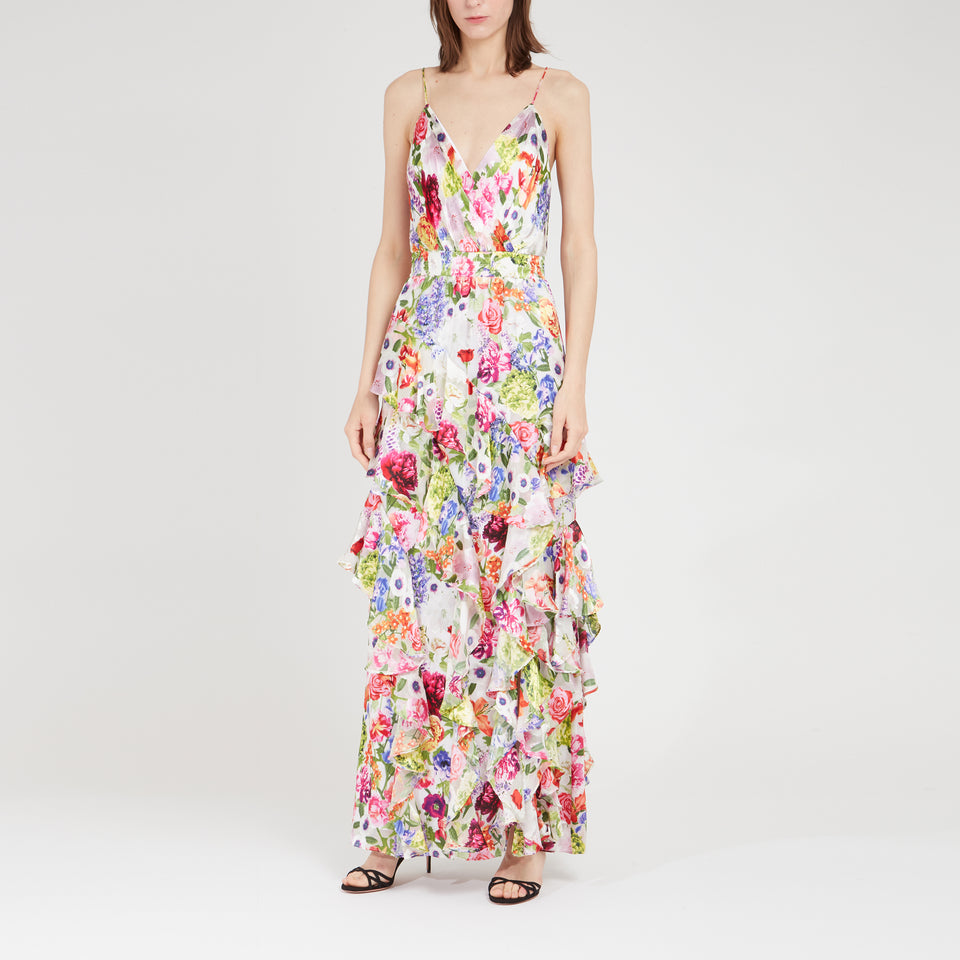 Long dress in multicolor fabric