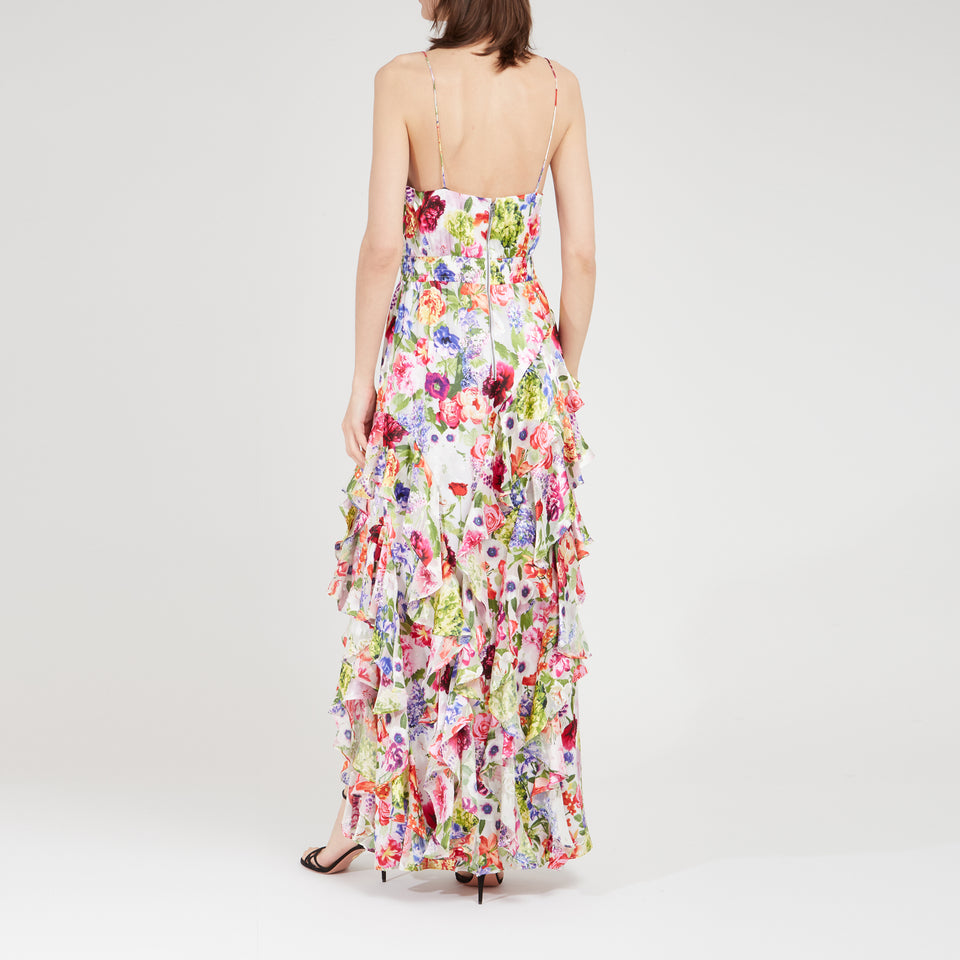 Long dress in multicolor fabric