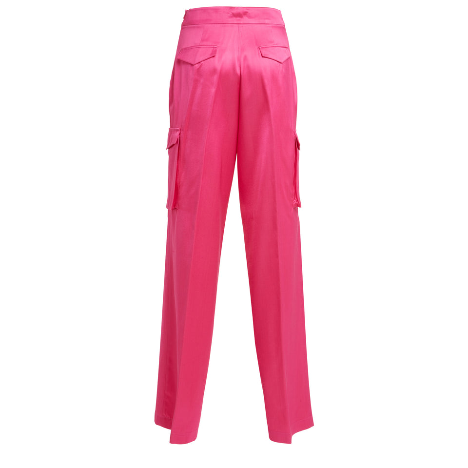 Pantaloni cargo in tessuto fuxia