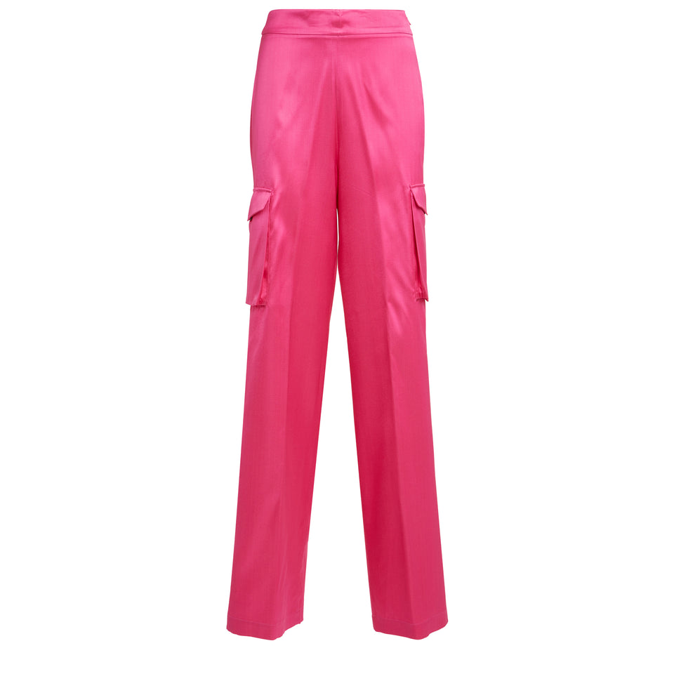 Pantaloni cargo in tessuto fuxia