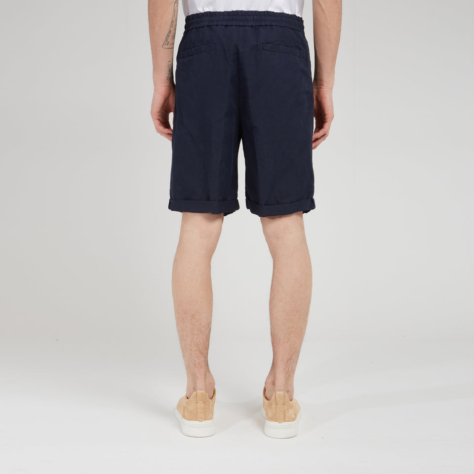 Shorts in lino e cotone blu
