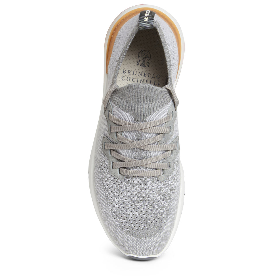 Gray stretch knit sneakers