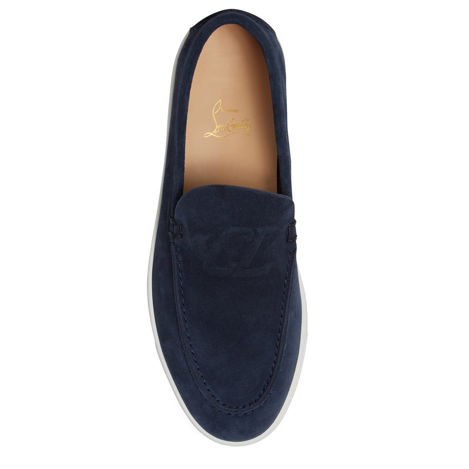 Blue suede ''Varsiboat'' loafers