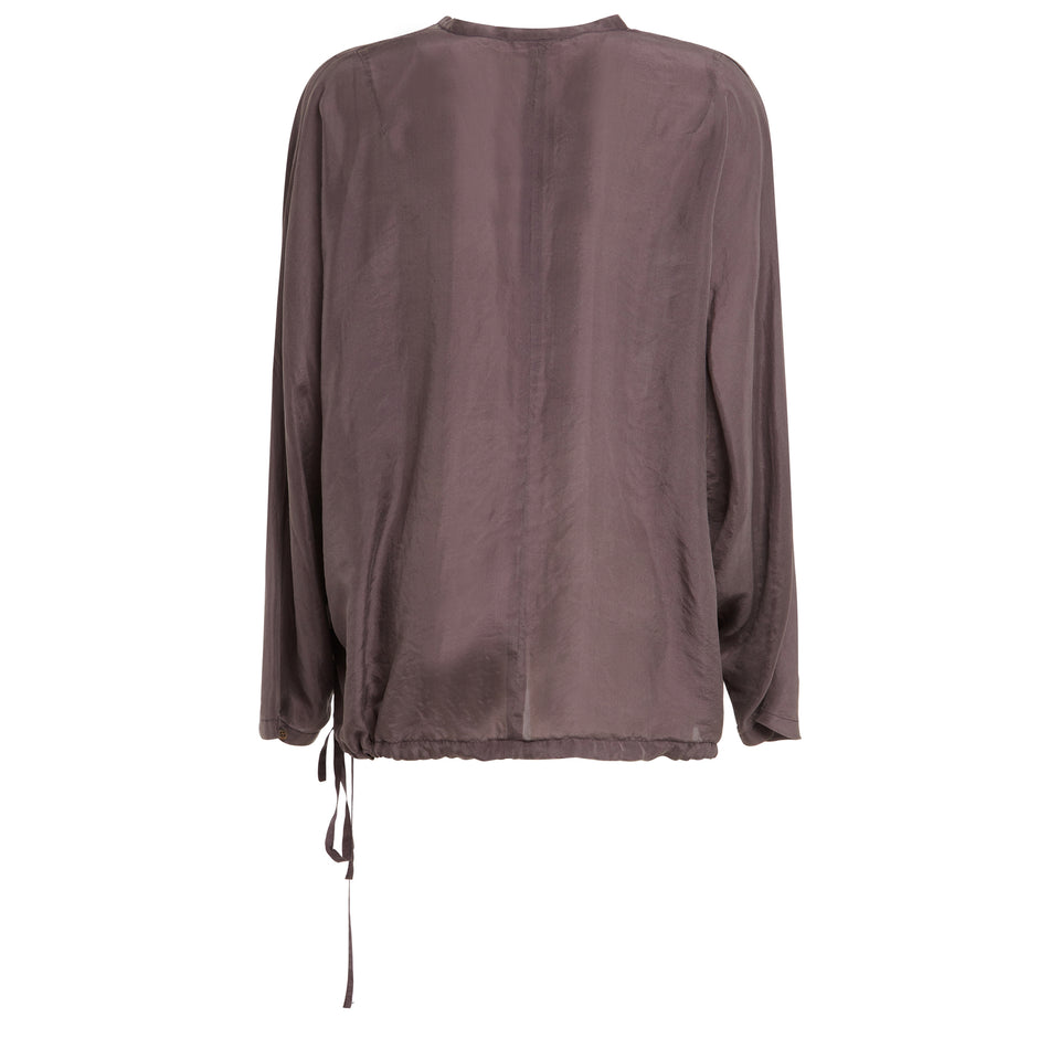 Blusa in seta marrone