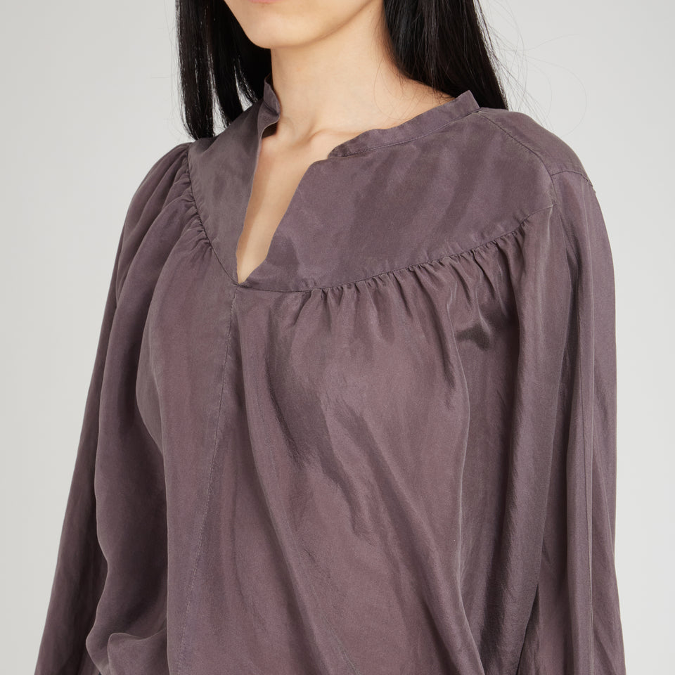 Blusa in seta marrone