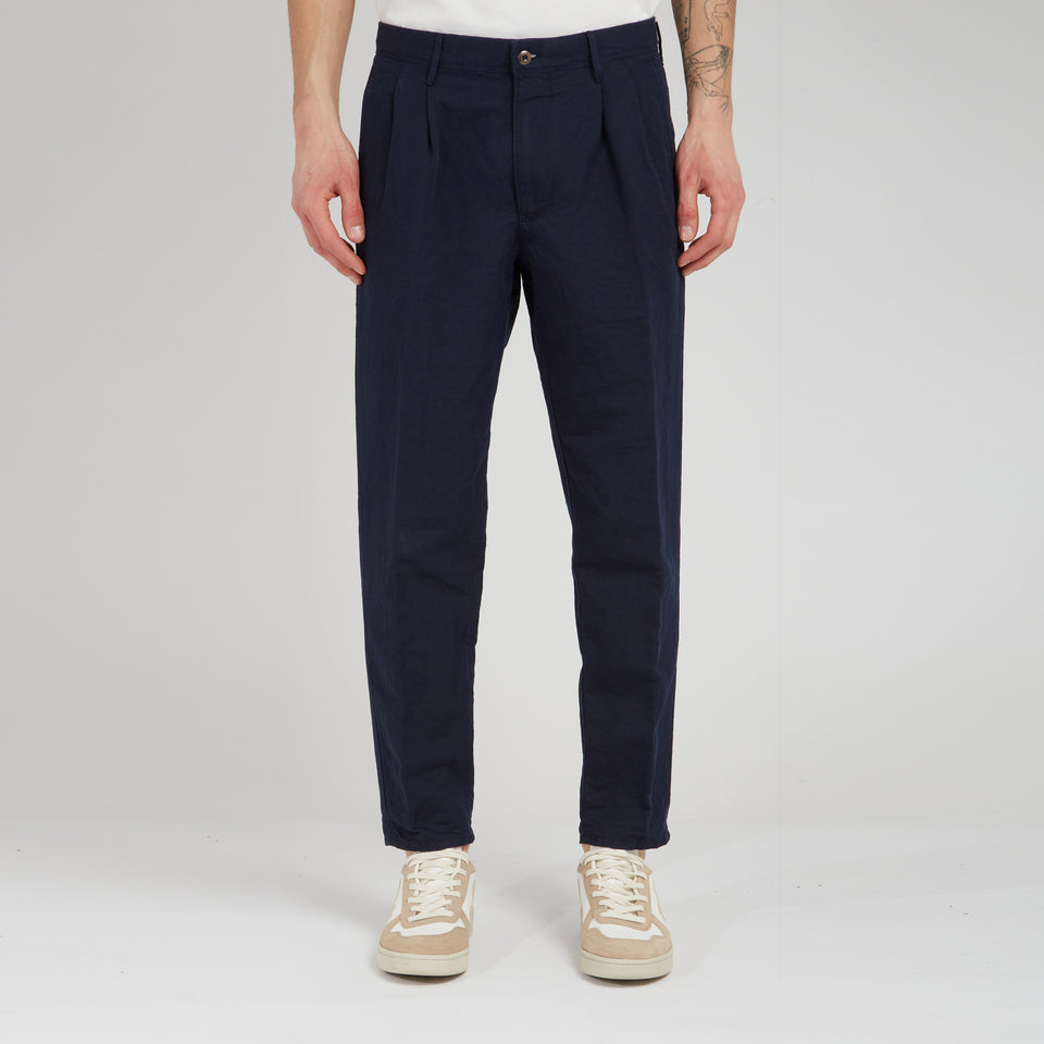 Blue cotton and linen pants