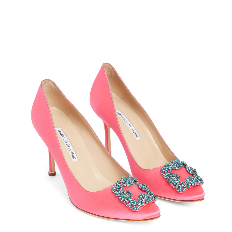 Pink satin ''Hangisi 105'' pumps